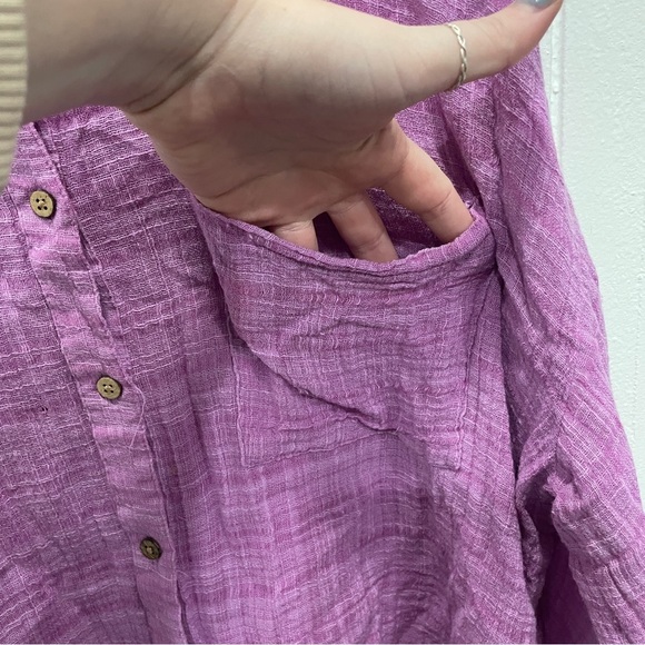 Free People Purple Plaid Button Down Long Sleeve - Picture 6 of 11